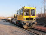 Gleisarbeitsfahrzeug BAWOMAG 54.22 (97 17 56 021 17 - 8) am 14. Februar 2018 am Bahnhof Berlin Grünau.