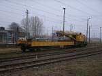 Eisenbahndrehkran aus DDR Produktion mit Schutzwagen,am 11.Dezember 2013,in Bergen/R�gen.