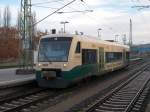Auf Grund des Lokführerstreikes kam der PRESS VT650 032 auf der Hauptstrecke nach Stralsund als planmäßiger RE zum Einsatz.Hier stand der VT650 am Morgen als Ersatzzug nach Stralsund,am
