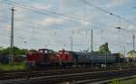 V122 und eine 360 der Pfalzbahn bei Rangierarbeiten in Darmstadt Kranichstein am 17.05.2015