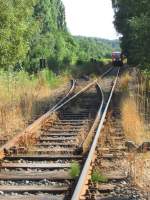 Die Weichenverbindung von Gleis 1-2 mit dem 641 im Hintergrund in Friedrichroda am 27.Juli.2013