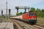 MEG 606 (143 864-7) kam am 11.05.2015 mit einem Kesselzug durch Leipzig Connewitz in Richtung Gaschwitz.