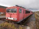 In der Nähe der Umspurhalle steht 155 009,am 20.Oktober 2015,in Mukran.