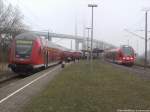 114 003-7 als RE5 mit Ziel Holzdorf (Elster) & BR 429 als RE9 mit ziel Stralsund Hbf im Bahnhof Stralsund R�gendamm am 3.12.13 