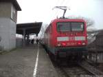 114 003-7 als RE5 mit Ziel Holzdorf (Elster) im Bahnhof Stralsund R�gendamm am 3.12.13 