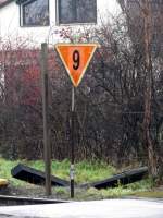 Ein Lf 1(9)(Langsamfahrsignal) im Bahnhof Weiterstadt am 14.Dez.2013