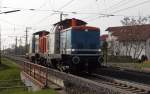 212 369-3 und 212 ??? der Nordbayrischen Eisenbahn Gesellschaft bei der Durchfahrt in Weiterstadt am 30.M�rz.2014