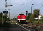 V 100.04 der Hessischen Güterbahn durchfuhr am 24.09.2014 den Bahnhof Weiterstadt