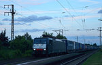 189 104 bei der Durchfahrt mit einem Aufliegerzug durch Weiterstadt am 01.07.2016