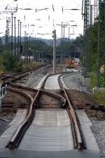 Eine Weiche wird zwischen Radebeul und Coswig  vor�bergehend eingebaut, da umfangreiche Bauma�nahmen ins haus stehen.24.08.2013 15:19 Uhr