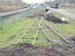 Abgeklemmte Feldbahnweiche in Putbus am 08.Dezember 2014.