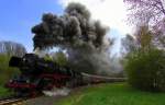 03 2155-4 bei der Ausfahrt aus Steinbach-Hallenberg mit dem Schokoladen-Express Nossen-Schmalkalden und zur�ck.Aufgenommen am 19.April.2014