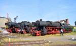 Aufstellung Bitte.23 042, ELNA 184 DME, 01 1056 und 52 4867(HEF) am morgen des 14.05.2015 im Eisenbahnmuseum Darmstadt-Kranichstein.