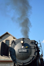 Blick auf die Rauchkammer der 23 042 w�hrend den Bahnwelttagen 2016