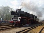 Wolsztyn am 30. April 2016, 35 1019-5 [(seit 2010: 90 80 0035 019-3 D-LDC) ex 23 1019 (DR)] des Lausitzer Dampflokclub bei der Dampflokparade.