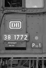Detailaufnahme der 38 1772 in Hanau beim Lokschuppen-Fest am 14.06.2015