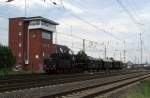 50 3552-2(Museumseisenbahn Hanau)bei der Ausfahrt aus Darmstadt Kranichstein nach Darmstadt Hbf.Sie war die einzige Gastdampflok bei den Bahnwelttagen 2014 in Darmstadt Kranichstein.Aufgenommen am