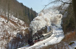 50 3501 (MDV) mit ihrem Sonderzug bei der Ausfahrt aus Gehlberg am 02.04.2016  Bild des Monats April.2016