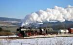 52 1360 der Eisenbahnfreunde Vienenburg mit einem Sonderzug der Eisenbahnfreunde Treysa bei Berzhahn am 07.02.2015  
