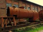Der alte Kessel der 99 6102 (HSB) stand am 26.April.2014 im Außengelände des   DLW Meiningen.