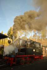 99 4511-4 oder wie sie von ihren Fans gerne genannt wird  Der Meppel  dampft am 24.10.2015 in Jöhstadt vor sich hin.