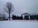 Osterfahrten auf der Museumsbahn Sch�nheide am 30.03.13, hier vor St�tzengr�n von Sch�nheide kommend.