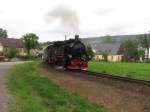 99 785 bei der Ausfahrt mit P 1011 aus Neudorf am 14.Juli.2013