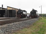 Lok 12 (99 787 der SOEG) am 30.09.2016 beim Umfahren des Zuges in Hettstedt Kupferkammerh�tte.
