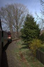 Zuglok 199 018 mit einem Personezug vor Zittau. 12.04.2015 15:25 Uhr.