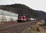 201 001 der EBS fuhr am 17.02.14 mit einem Holzzug in Saalfeld/Saale ein.