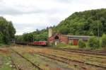 202 240 und 202 738-1 der EBS zu sehen am 07.07.14 bei der Einfahrt in Lobenstein/Th�r.