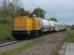 203 307 und 203 308 waren,am 11.Mai 2014,mit dem Unkrautbekämpfungszug nach und von Sassnitz unterwegs.Auf der Rückfahrt von Sassnitz erwischte ich den Zug in Sagard.