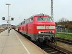 218 470-3 steht  am 22. April 2018 in Westerland (Sylt).