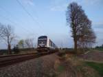 Integro 223 152 ist am 06.04.14 mit einem Kesselzug an der Sch�psdrehe nahe Plauen/V.