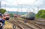 E 40 128 bei der Ankunft mit dem Zubringerzug aus Frankfurt.a.M am 13.06.2015 beim Sommerfest in Koblenz.