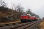 232 347 und 232 384 zusehen mit einem Elbtalumleiter am 15.03.14 in Kürbitz/V.