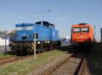 346 001 der Press und CL 145 002 sah man am 09.07.14 im Nordhafen Stralsund.