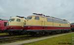 103 235-8 und E03 001 abgestellt in Koblenz beim Sommerfest am 13.06.2015.