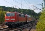 Die 111 156-6 schiebt den RE 9 (Rhein-Sieg-Express) Siegen - K�ln - Aachen nun von Betzdorf (Sieg) weiter in Richtung K�ln.