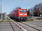 Der erste Halt,am 12.April 2015,f�r 112 115 nach der Abfahrt aus Stralsund war Miltzow wo ich den RE nach der Ausfahrt fotografierte.