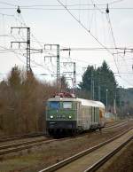 E 40 128 war am 28.März von Koblenz nach Augsburg gefahren um eine E 91 nach Nürnberg und einen Wagen nach Koblenz zu überführen.Hier ist sie mit dem Überführungszug nach