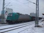 Locon 185 616 abgestellt im Bahnhof Stralsund - R�gendamm am 28.1.14