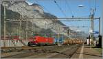 Die DB 185 086-6 erreicht mit einem Güterzug Erstfeld, Starpunkt der Gotthard Nordrampe. 14. März 2014