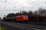185 308-4 durchf�hrt mit einem kurzen G�terzug den Bahnhof Darmstadt Kranichstein am 13.12.2014