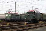 Treffen zweier E-Loks im Bahnhof Darmstadt Kranichstein am 01.Juni.2014.