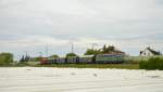 Der erste Pendelzug nach Gro�-Gerau Dornberg am 16.05.2015 auf der R�cktour bei Braunshardt