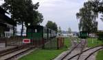 Abgestellte Waggons der Chiemseebahn im Endbahnhof Prien-Stock.
