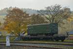 Dieser Packwagen stand auf einem Transportwagen am 26.10.2015 in Cranzahl.