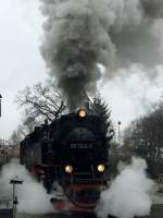 Bahnhof Wernigerode Westerntor, Ausfahrt 99 7245-6 in Richtung Brocken am 17.