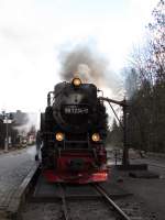 99 7234-0 am Wasserkran im Bahnhof Drei Annen Hohne am 10.Jan.2014